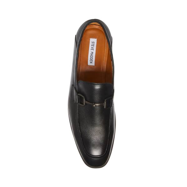 Steve Madden Aahron Leather Men's Loafers Black | SM-123WF