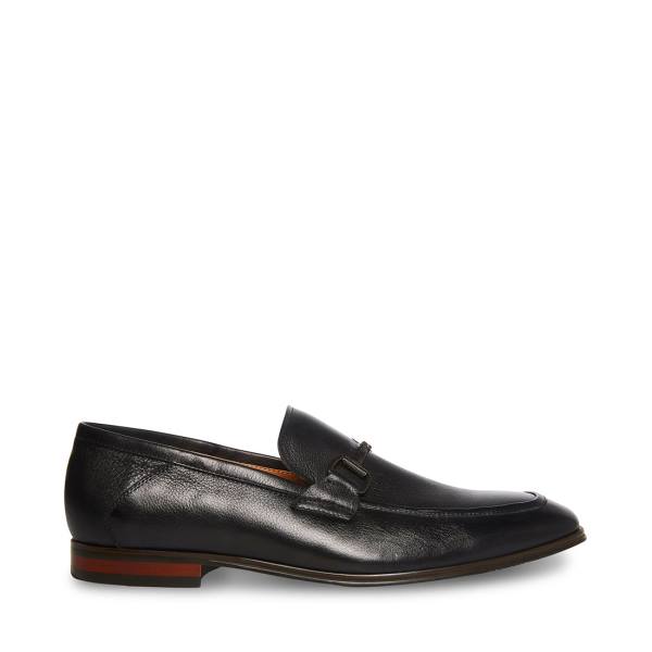 Steve Madden Aahron Leather Men\'s Loafers Black | SM-123WF