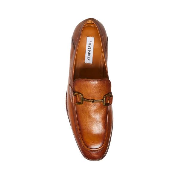 Steve Madden Aahron Tan Leather Men's Dress Shoes Brown | SM-524HO