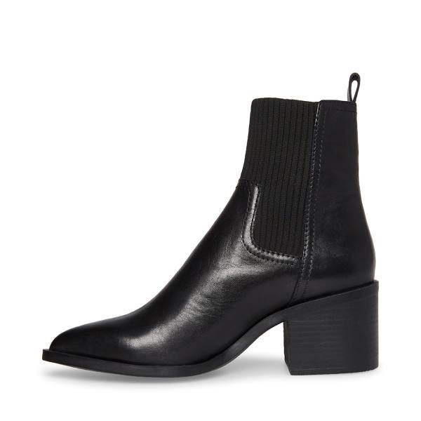 Steve Madden Abriel Leather Women's Booties Black | SM-237EF