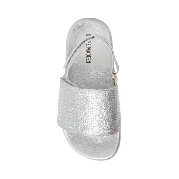 Steve Madden Abrooks Glitter Kids' Sandals Silver | SM-580XK