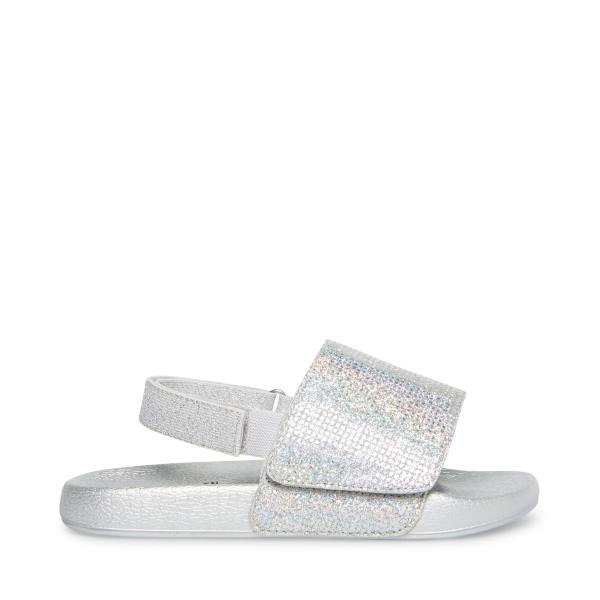 Steve Madden Abrooks Glitter Kids\' Sandals Silver | SM-580XK