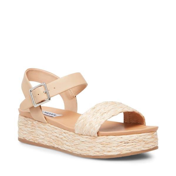 Steve Madden Accord Natural Raffia Women's Sandals Beige | SM-168RL