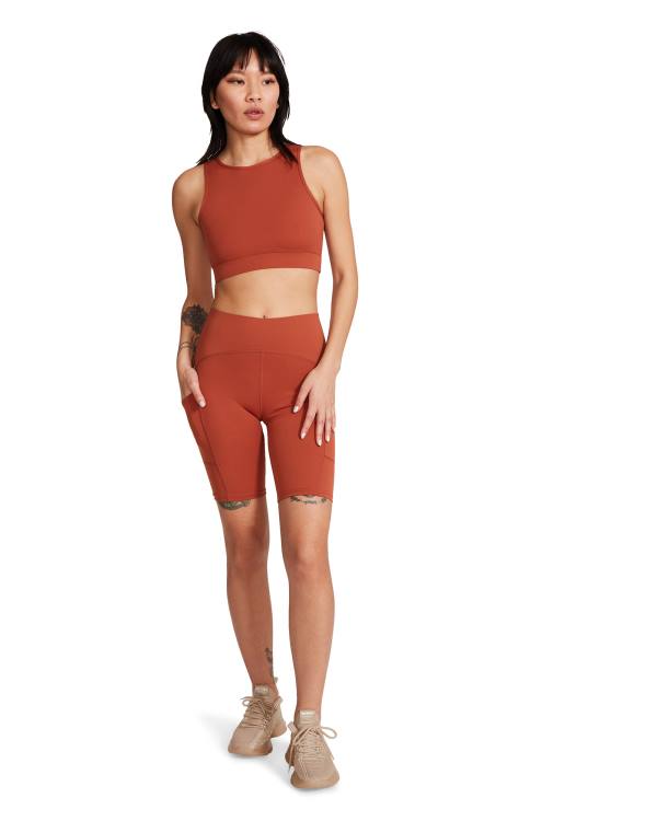 Steve Madden Active Bike Short Women's Bottoms Brown | SM-078KA