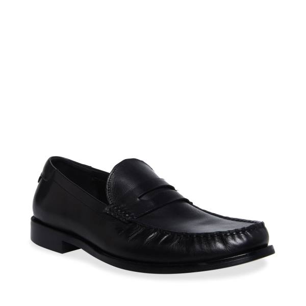 Steve Madden Adan Leather Men's Dress Shoes Black | SM-579DP