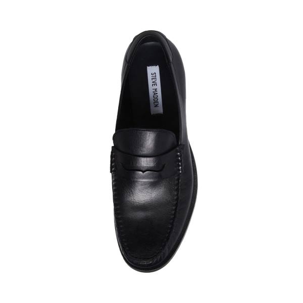 Steve Madden Adan Leather Men's Dress Shoes Black | SM-579DP