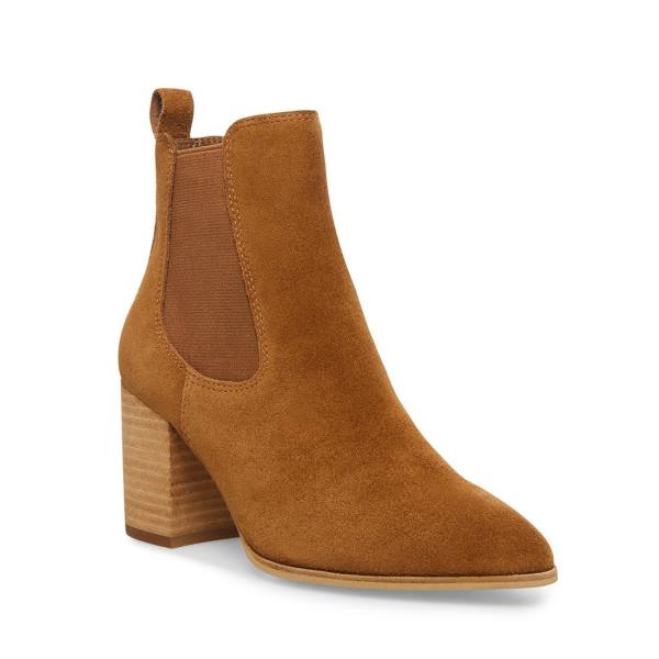 Steve Madden Addy Cognac Suede Women's Booties Brown | SM-872GV