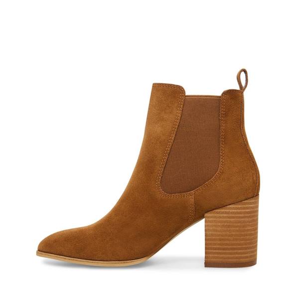 Steve Madden Addy Cognac Suede Women's Booties Brown | SM-872GV