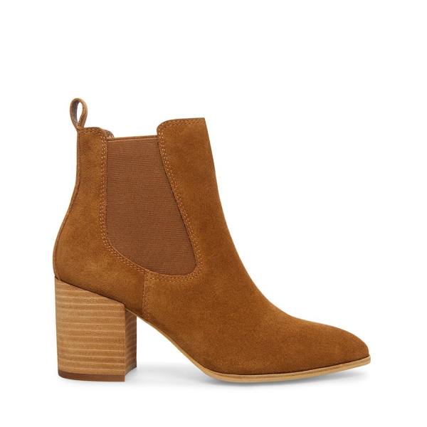 Steve Madden Addy Cognac Suede Women\'s Booties Brown | SM-872GV