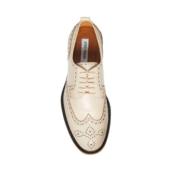 Steve Madden Adrick Bone Leather Men's Dress Shoes Beige | SM-829CQ