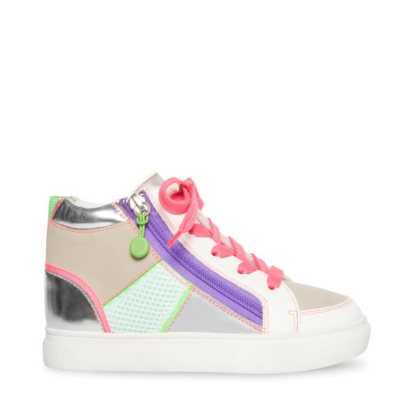 Steve Madden Alaylaa Kids\' Sneakers White Multicolor | SM-796FN