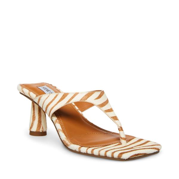 Steve Madden Alexina Tan Pony Women's Heels Brown White | SM-072TC