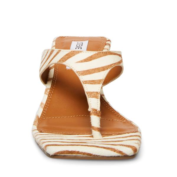 Steve Madden Alexina Tan Pony Women's Heels Brown White | SM-072TC