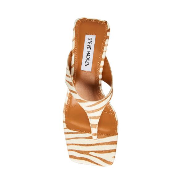 Steve Madden Alexina Tan Pony Women's Heels Brown White | SM-072TC