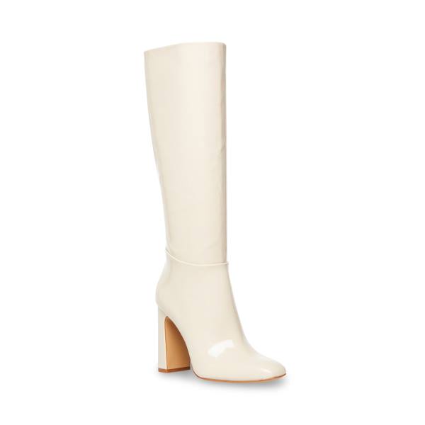 Steve Madden Ambrose Bone Patent Women's Boots Beige | SM-102RQ