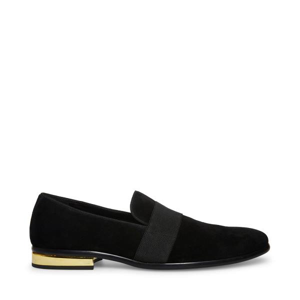 Steve Madden Anversa Suede Men\'s Loafers Black | SM-487UE