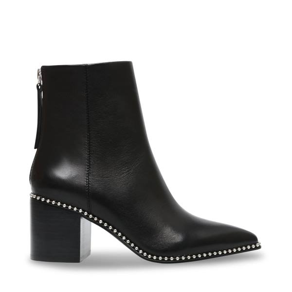 Steve Madden Aquarius Leather Women\'s Booties Black | SM-604OR