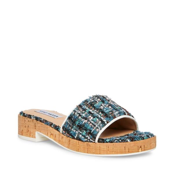 Steve Madden Aria Teal Women's Sandals Turquoise Multicolor | SM-326BM