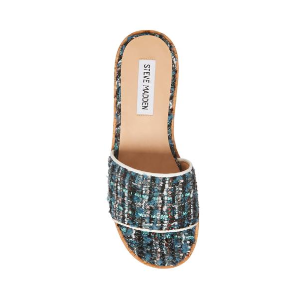 Steve Madden Aria Teal Women's Sandals Turquoise Multicolor | SM-326BM