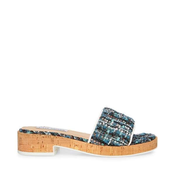 Steve Madden Aria Teal Women\'s Sandals Turquoise Multicolor | SM-326BM