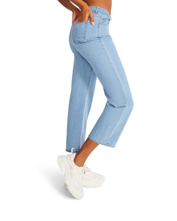 Steve Madden Asymmetrical Boyfriend Jean Women's Bottoms Blue | SM-198FV