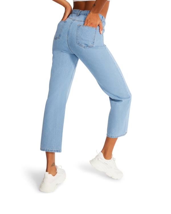 Steve Madden Asymmetrical Boyfriend Jean Women's Bottoms Blue | SM-198FV