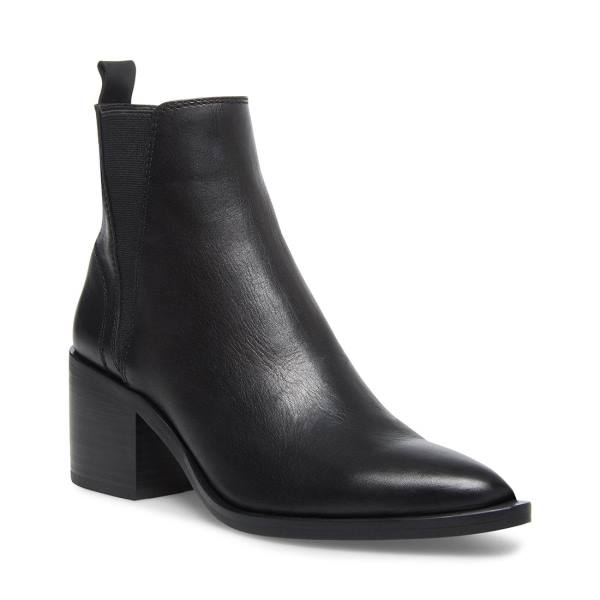 Steve Madden Audience Leather Women's Booties Black | SM-820RS