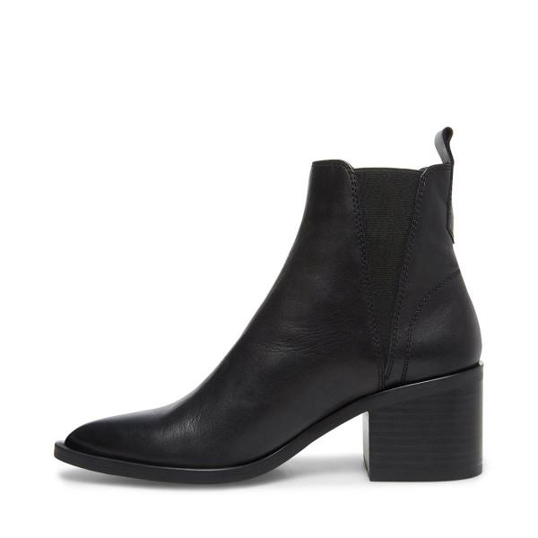 Steve Madden Audience Leather Women's Booties Black | SM-820RS