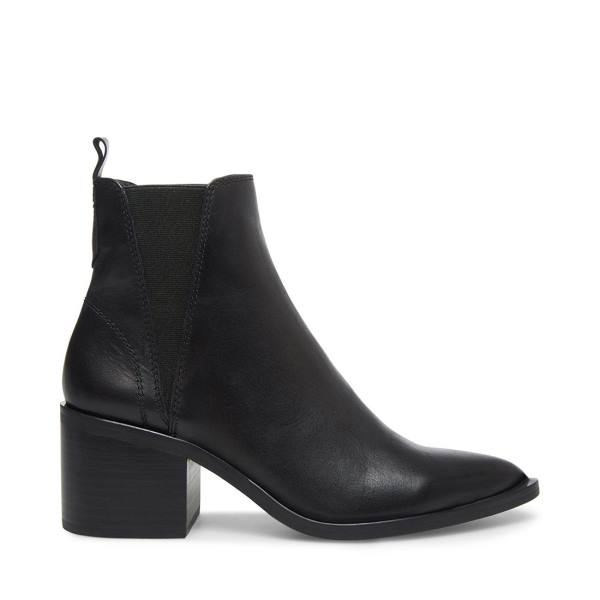 Steve Madden Audience Leather Women\'s Booties Black | SM-820RS