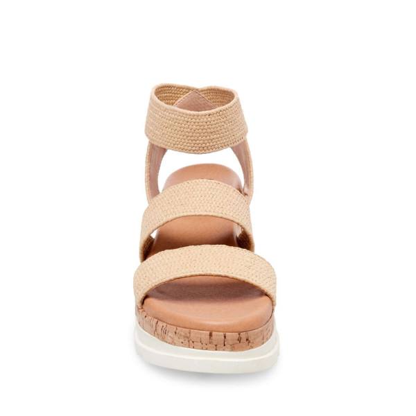 Steve Madden Bandi Natural Raffia Women's Sandals Beige | SM-952WM