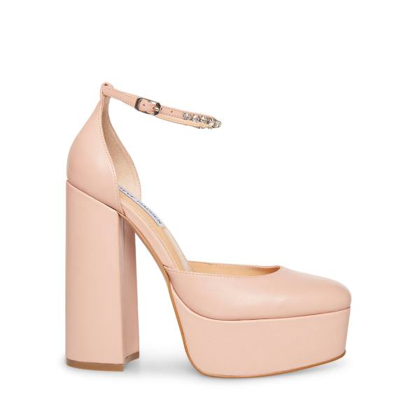 Steve Madden Bangle Blush Leather Women\'s Heels Pink | SM-507EH