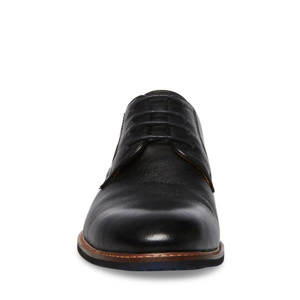 Steve Madden Bannon Leather Men's Dress Shoes Black | SM-249DC