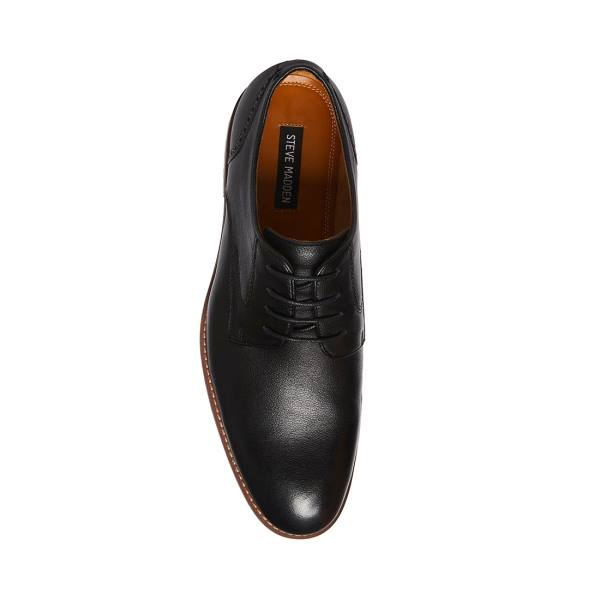 Steve Madden Bannon Leather Men's Dress Shoes Black | SM-249DC