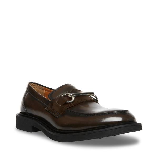 Steve Madden Barry Leather Men's Loafers Brown | SM-107SE