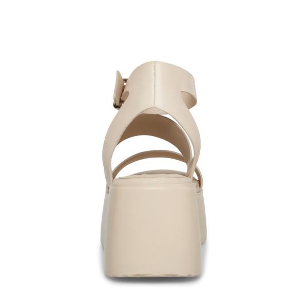 Steve Madden Bay Natural Leather Women's Sandals Beige | SM-247ZT