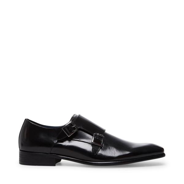 Steve Madden Beaumont Leather Men\'s Dress Shoes Black | SM-461CR