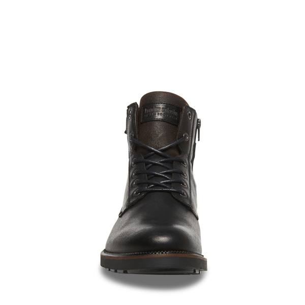 Steve Madden Beldev Leather Men's Boots Black | SM-026TX