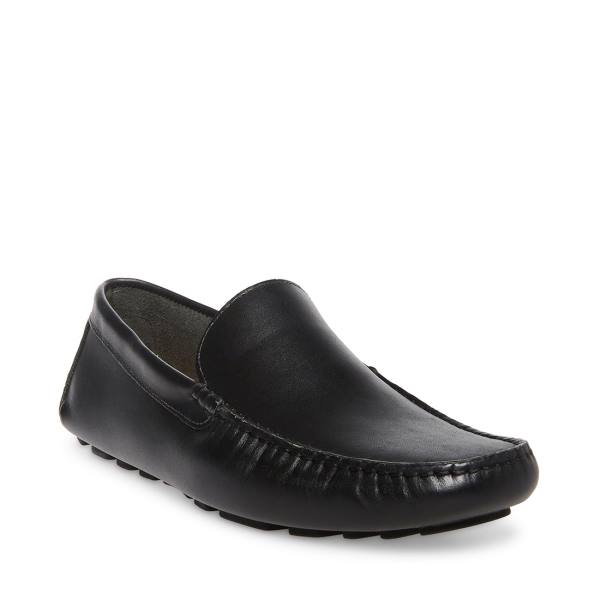 Steve Madden Bergamo Leather Men's Loafers Black | SM-394SV