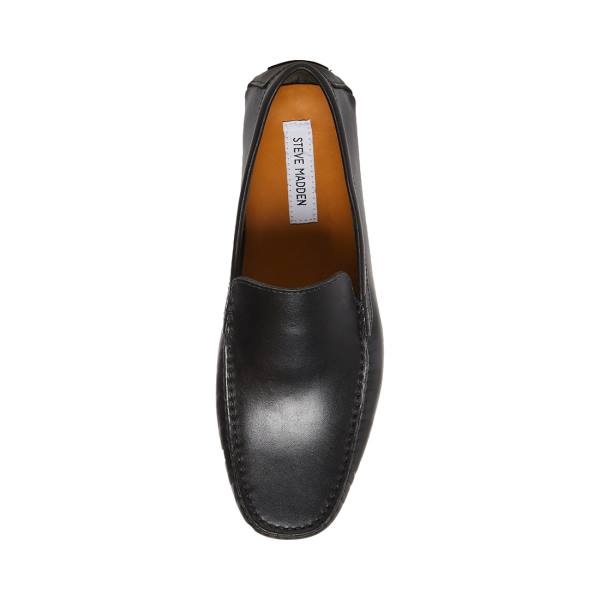 Steve Madden Bergamo Leather Men's Loafers Black | SM-394SV