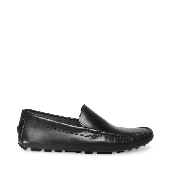 Steve Madden Bergamo Leather Men\'s Loafers Black | SM-394SV