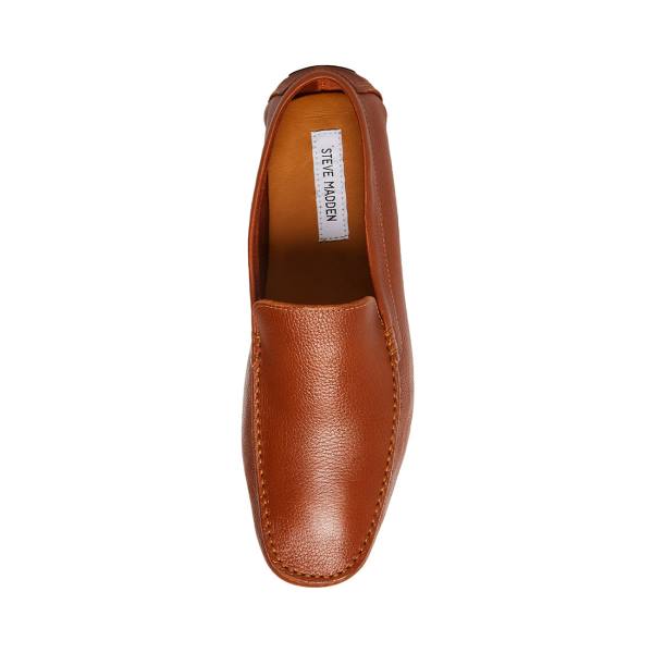 Steve Madden Bergamo Tan Leather Men's Loafers Brown | SM-210DF