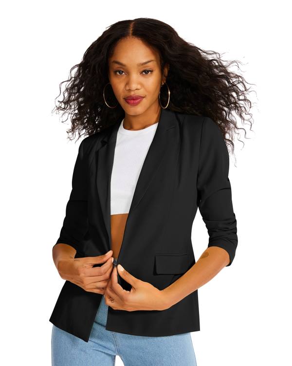 Steve Madden Black Blazer Women\'s Jackets Black | SM-051YN