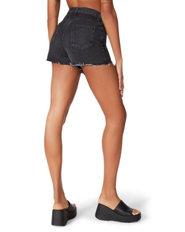 Steve Madden Black Denim Skort Women's Shorts Black | SM-569SA