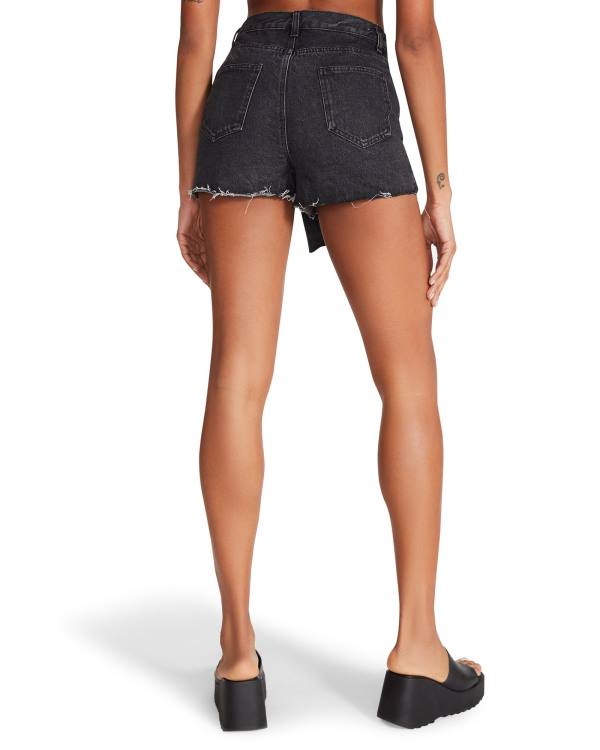 Steve Madden Black Denim Skort Women's Shorts Black | SM-569SA