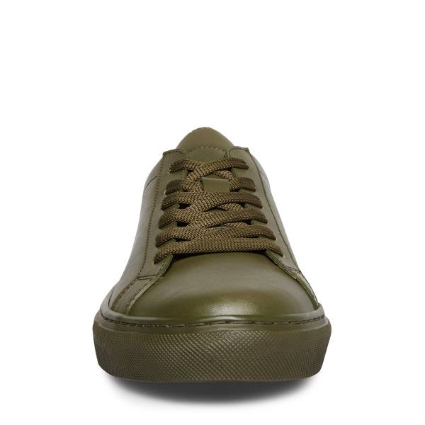 Steve Madden Bolo Leather Men's Sneakers Olive | SM-615BG