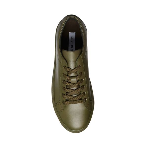 Steve Madden Bolo Leather Men's Sneakers Olive | SM-615BG