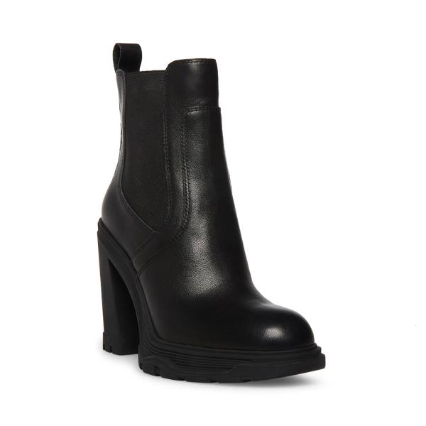 Steve Madden Bonus Leather Women's Booties Black | SM-472IJ