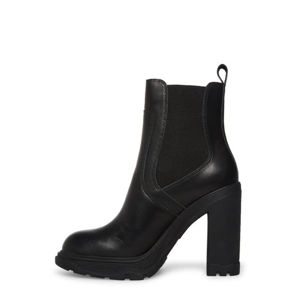 Steve Madden Bonus Leather Women's Booties Black | SM-472IJ