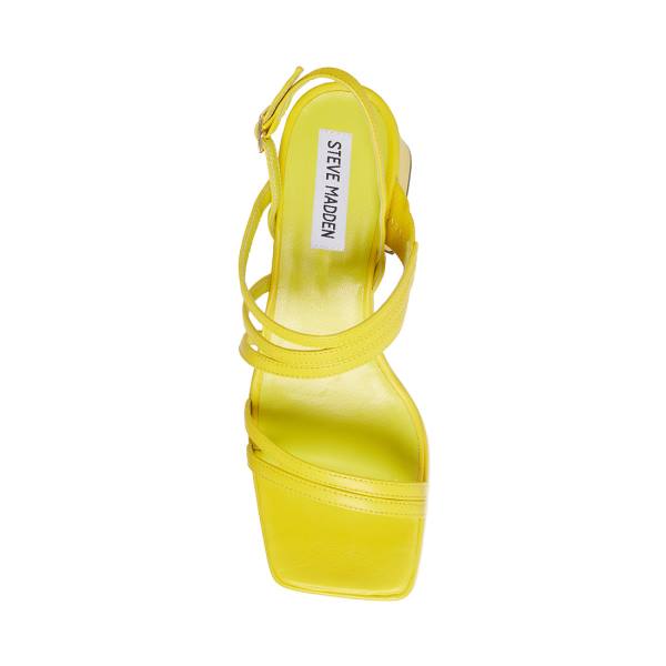 Steve Madden Bossy Leather Women's Heels Yellow | SM-032HT