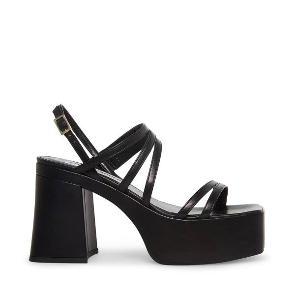 Steve Madden Bossy Leather Women\'s Heels Black | SM-598FW